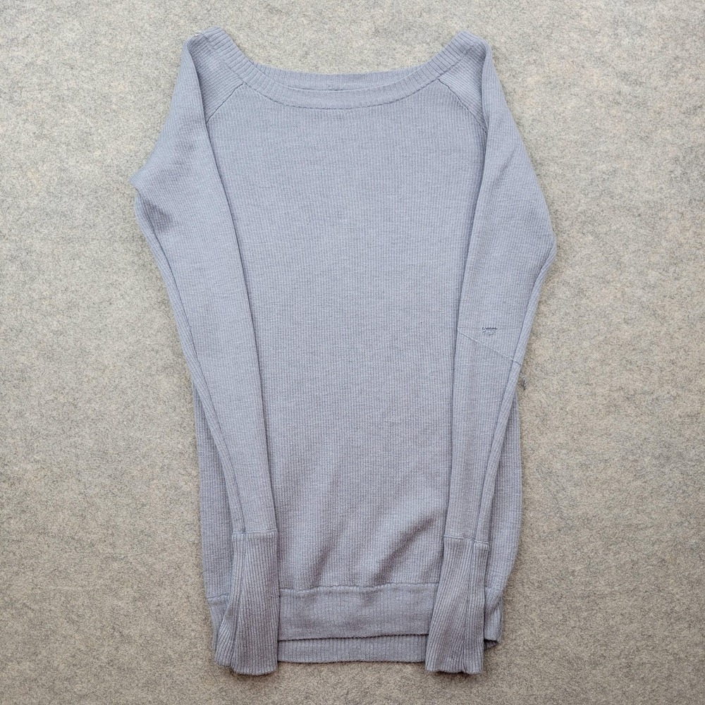 Lululemon Sweater Womens Small‎ Gray Waffle Knit Boat Neck Tunic Long Sleeve